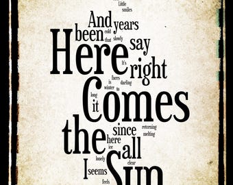 Here Comes The Sun Word Art The Beatles