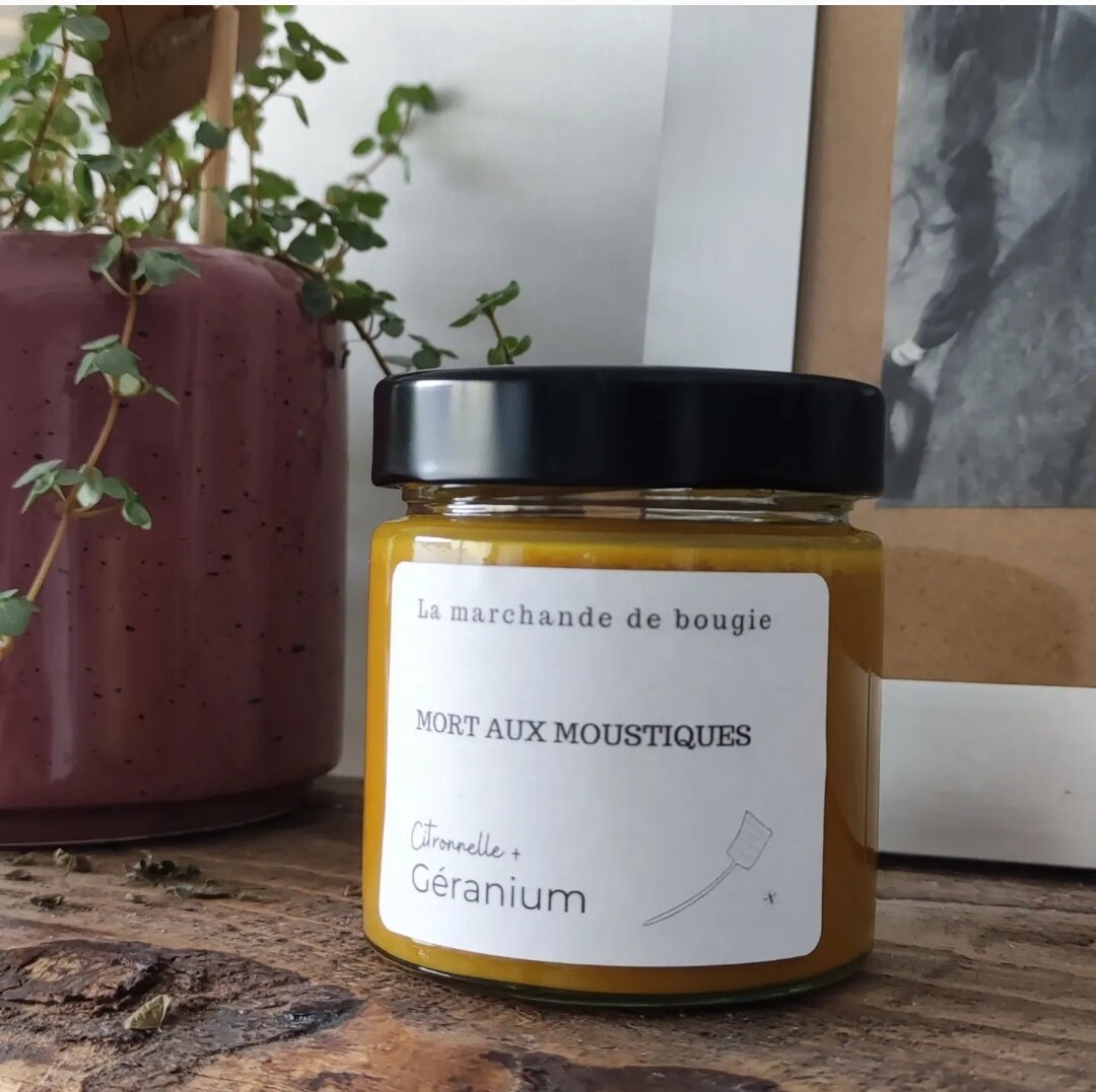 Bougie Parfumée Anti Moustiques Citronnelle Géranium