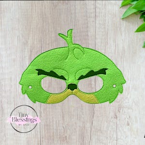 Fuzzy Green Guy Pretend Play Felt Mask