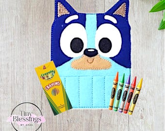 Blue Dog Felt Crayon Holder