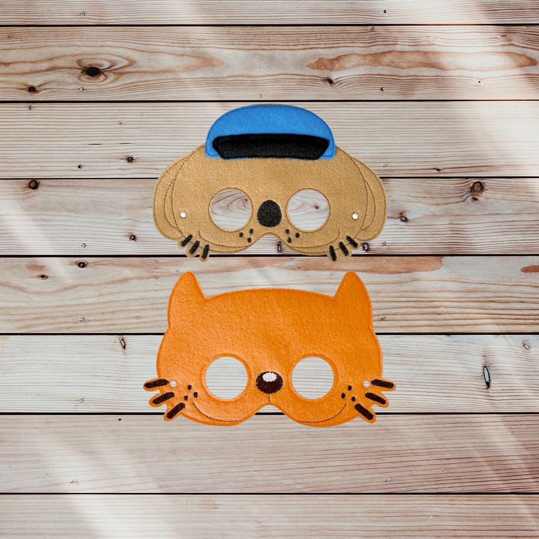 Cat and Dog Duo Pretend Play Felt Mask Etsy