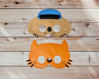 Cat and Dog Duo Pretend Play Felt Mask