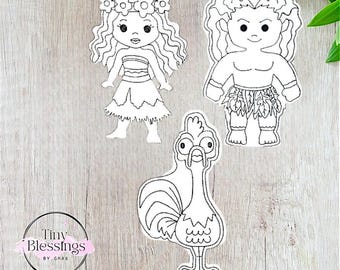 Island Family herbruikbare platte kleurpoppen, feestbedankje, vinylpop, mandvuller
