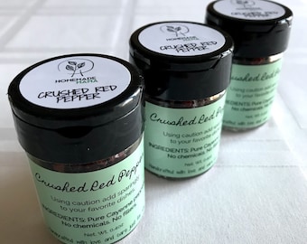 Crushed Red Pepper (Net wt: 0.4oz) Organically homegrown.