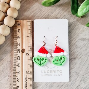 Grinch Clay Earrings | lightweight | statement earrings | handmade | polymer clay earrings | modern jewelry | hypoallergenic