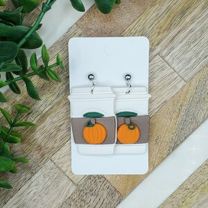 Pumpkin spice latte clay earrings lightweight | statement earrings | handmade | polymer clay earrings | modern jewelry | hypoallergenic