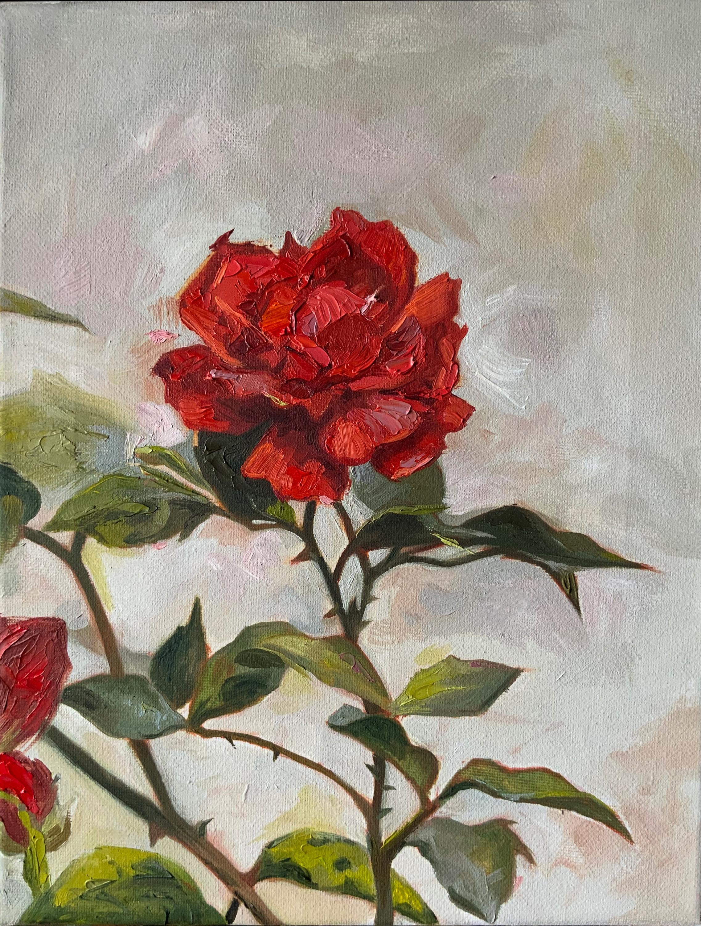 Red Rose, NOT A PRINT, Red Rose Oil Painting, Flower Painting