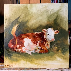 Cow Painting, NOT A PRINT, Cow Oil Painting, Animal Art, Original Cow Painting, Farm Art, Animal Painting, animal gift - Unframed Artwork