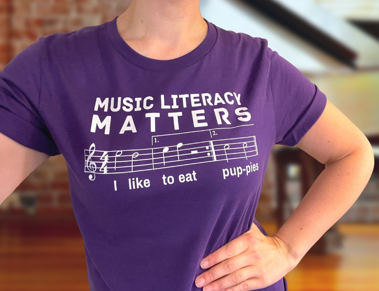 Music Literacy Matters Puppies Song Funny Music T-shirt I
