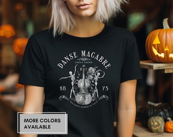 Danse Macabre Orchestra Skeleton Violin Unisex T-Shirt Halloween Spooky Tee for Classical Musician or Dancer