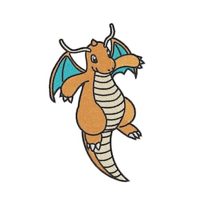 May include: A cartoon illustration of a brown and orange dragon with blue wings. The dragon has a long tail and is standing on its hind legs.