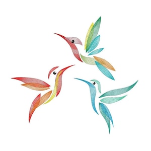 3 Hummingbirds EMBROIDERY DESIGN Hummingbirds, Hummingbirds Embroidery Design File,Hummingbirds Embroidery Design Machine File 4/sizes