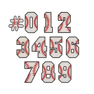Motif de broderie police de caractères baseball, 7 tailles, broderie baseball, numéros à broder, polices de caractères de baseball