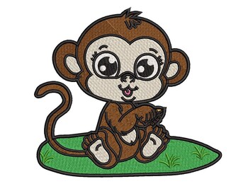 EMBROIDERY DESIGN Baby Monkey, Baby Animal Embroidrey Design, Patch FIles, Embroidery FIles Baby Monkey, 4sizes