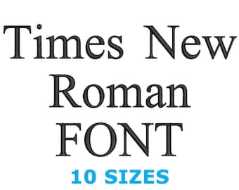 Times New Roman Embroidery-lettertype 10 maten, Embroidery Times New Roman-lettertype machinebestand, patchbestanden, borduurbestanden, digitaal 10 maten