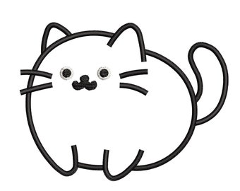 Fette niedliche Katze Stickdatei / 7SIZES, Katze, Stickmuster, Applikation Stickdatei, Stickdatei