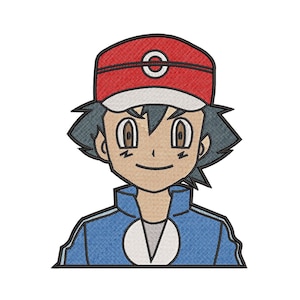 Può includere: Un'illustrazione di un personaggio dei cartoni animati con capelli neri, occhi marroni e un berretto da baseball rosso con un cerchio bianco. Il personaggio indossa una giacca blu con un cerchio bianco sul petto.