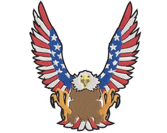 Bald Eagle American Flag Embroidery Design File / 4 sizes