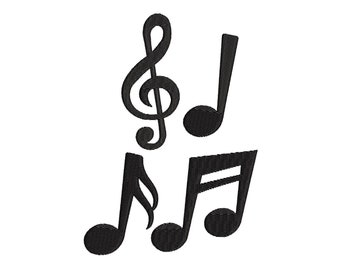 Musical Notes Embroidery Design, Music Patch File (7 Sizes) (Digital Download)