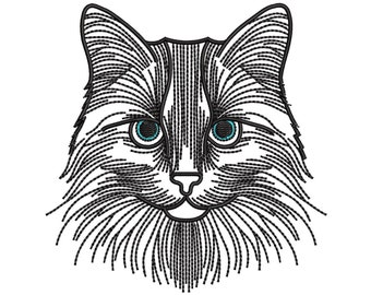 Süsse Katze Stickdatei, Maschinendatei (7 Größen)