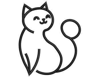 Süße Katze Stickdatei, Katze, Stickmuster, Stickdatei, Stickdatei, Maschinenstickerei