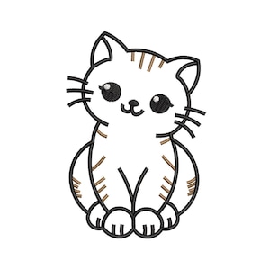 Schattige kat BORDUURWERK, kat borduurontwerp, borduurontwerp machinebestanden, patchbestanden / 7MATEN
