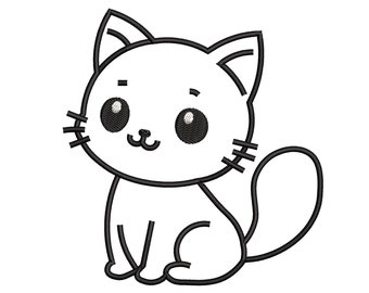 Süße Katze Stickdatei, Katze, Stickmuster, Stickdatei, Stickdatei, Maschinenstickerei