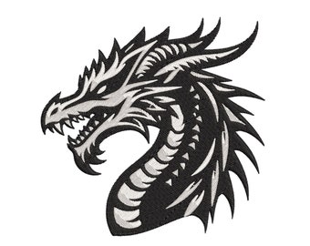 Dragon Head Embroidery Design | Dragon Embroidery Design Machine Files | Digital Download   5/sizes