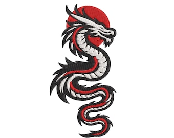 Japanese Dragon Head Embroidery Design | Japanese Dragon Embroidery Design Machine Files | Digital Download  7/sizes  #11