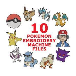 以下が含まれることがあります： ポケモンの刺繍ミシンファイル10個セット。ファイルには、ピカチュウ、リザードン、フシギダネ、ゼニガメなど、さまざまなポケモンキャラクターが収録されています。ファイルは、カスタム刺繍プロジェクトを作成するのに最適です。