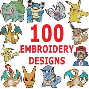 Peut inclure: 100 motifs de broderie représentant différents personnages Pokémon, dont Pikachu, Bulbizarre, Salamèche, Carapuce et bien d'autres. Les motifs sont colorés et détaillés, parfaits pour ajouter une touche de fun à n'importe quel projet.