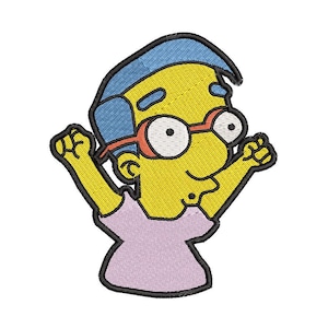 Archivo de diseño de bordado de Milhouse Simpson, archivos de diseño de bordado de Milhouse Los Simpsons / 6 tamaños