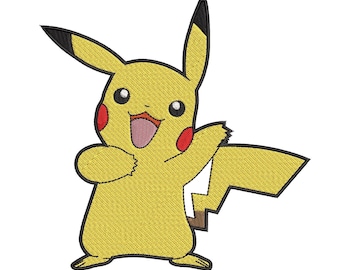 Diseño de bordado de Pikachu, archivo de máquina, archivo de diseño de bordado de Pikachu, 4 tamaños