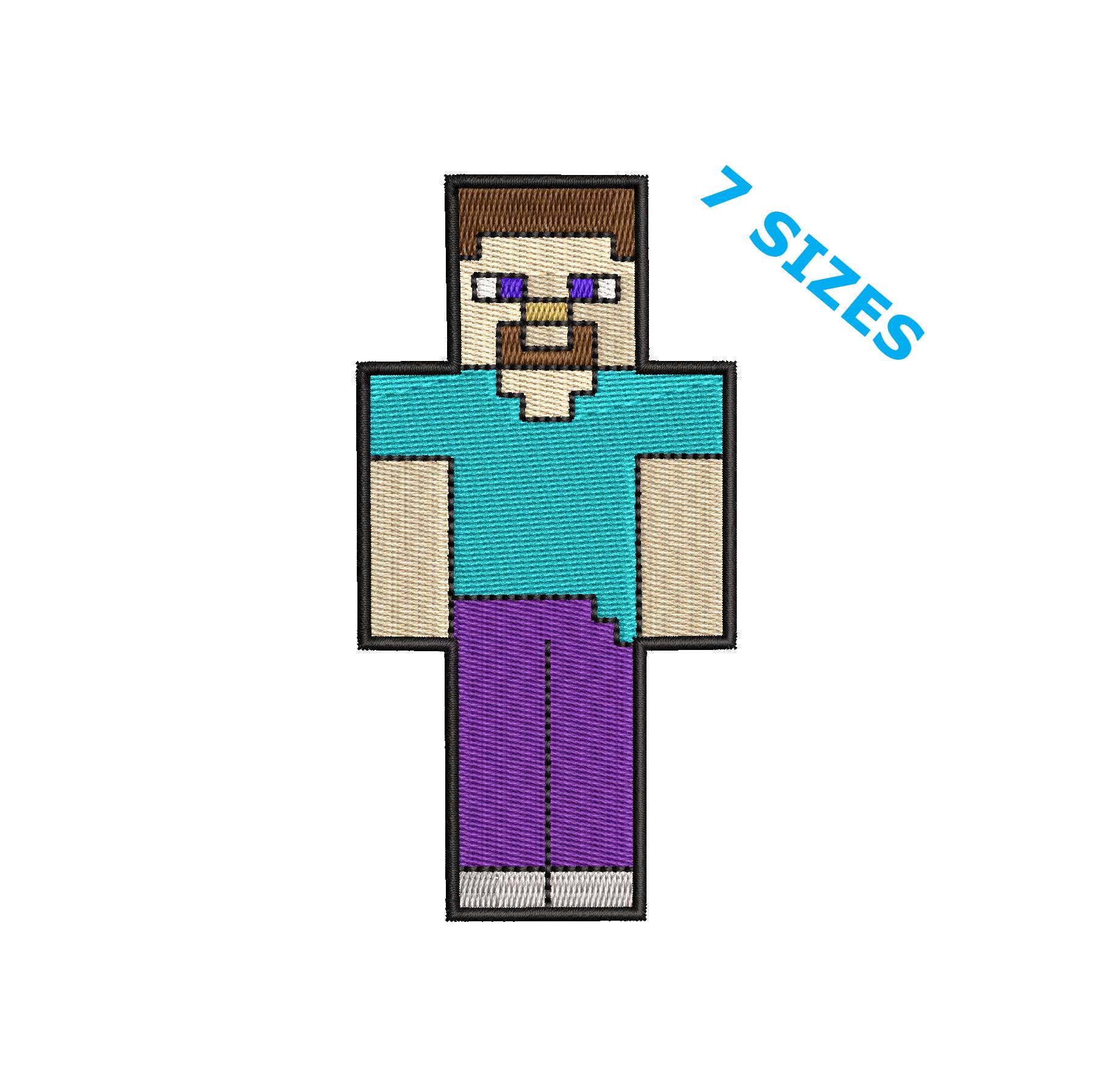 Minecraft Embroidery Pattern Minecraft Steve Embroidery Design, Steve Minecraft, Patch File ...