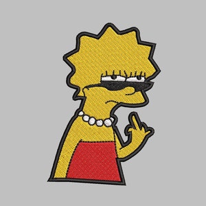 Archivo de diseño de bordado de Lisa Simpson, archivos de diseño de bordado de Los Simpson / 4 tamaños