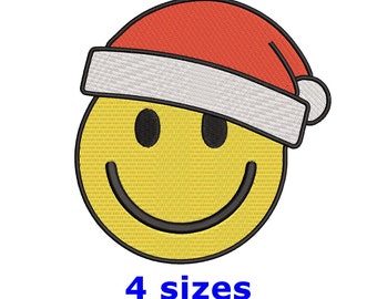 Christmas Smiley Face Embroidery Design Christmas Embroidery Design  4Sizes