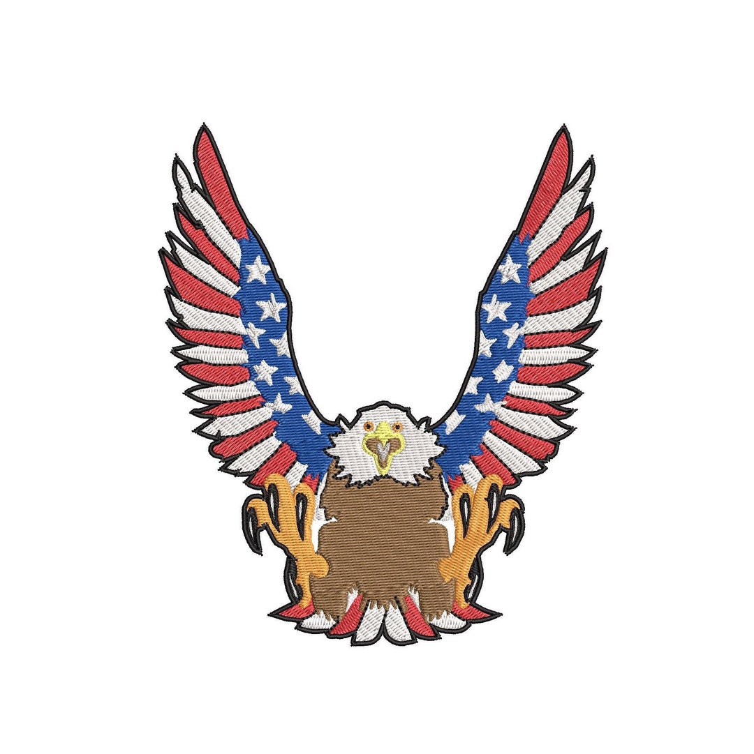 Bald Eagle American Flag Embroidery Design File / 4 Sizes - Etsy