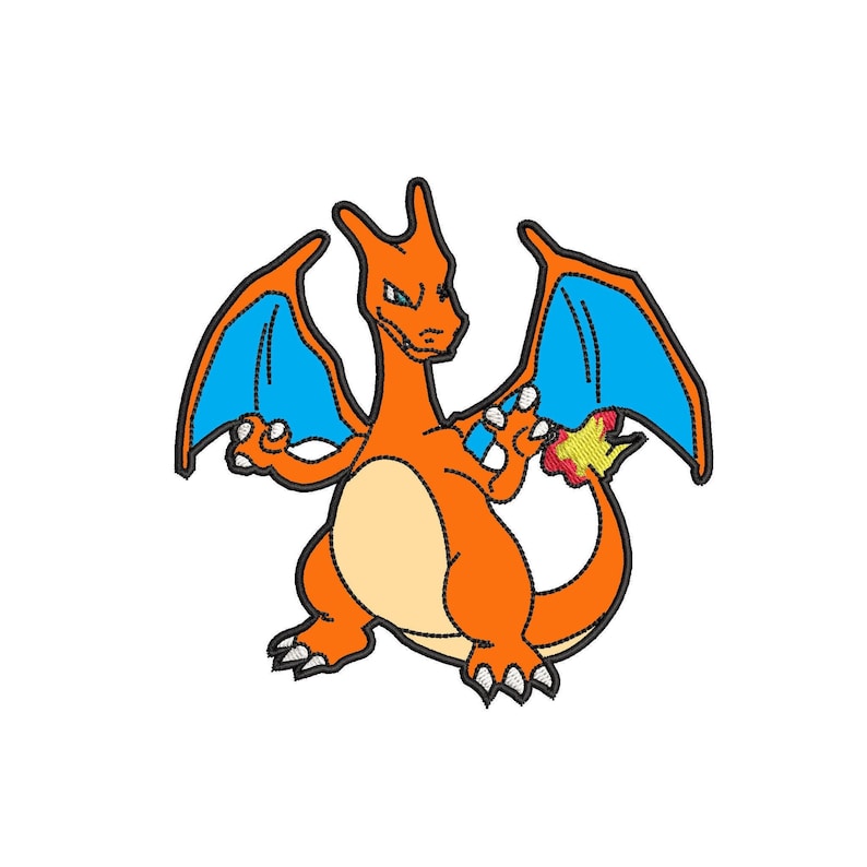 Pokemon Charizard Applique EMBROIDERY DESIGN, Applique Embroidery ...