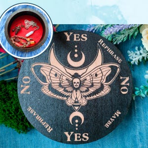 Death&#39;s head moth Pendulum Board Box, witchcraft Altar Tile, Divination Tool, Jewelry Box, Witch Tool, Wooden Box, altar decoration