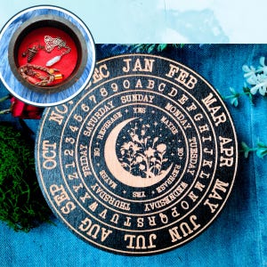 Flower Pendulum Board Box, witchcraft Altar Tile, Divination Tool, Jewelry Box, Witch Tool, Wooden Box, altar decoration