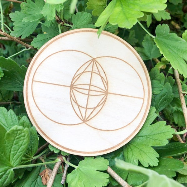 Vesica piscis, wood chakras crystal grid, Sacred Geometry, altar decoration, wall decor, spiritual décor for home, original gift