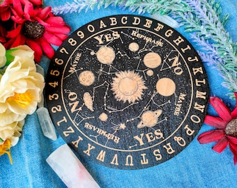 Astrological Pendulum board and spirit board for answers, witchcraft divination tools, altar decor, 2 card with moon magic