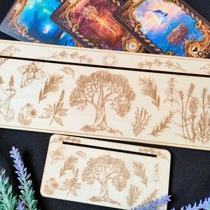 Tarot card holder with herbal for 3 Tarot, Lenormand or Oracle card, card holder, tarot accessories, witchcraft divination tools