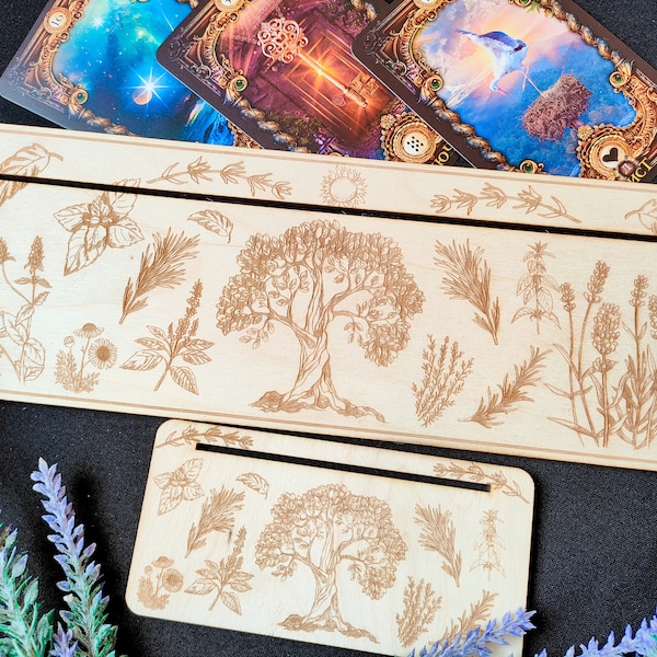 Tarot card holder with herbal for 3 Tarot, Lenormand or Oracle card, card holder, tarot accessories, witchcraft divination tools