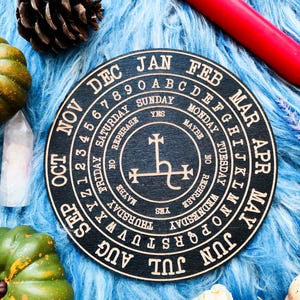 Lilith Sigil Pendulum Board, Enochian Wooden Altar Tile, Witchy Spirit Board, Occult Divination Tool for Shadow Work & Spellcasting