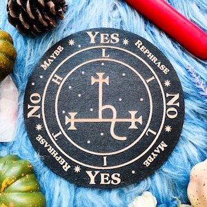 Lilith Sigil Pendulum Board, Enochian Wooden Altar Tile, Witchy Spirit Board, Occult Divination Tool for Shadow Work & Spellcasting