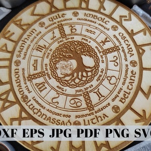 Rueda del año svg, polilla Svg Bundle, tablero de calendario de brujas Svg, Witch svg, Image Svg, WitchCraft Svg, impresión de azulejos de altar, rejilla de cristal svg