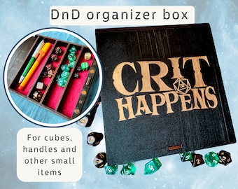 Personalized Dice Box for DnD, Wooden Dungeon and Dragons Game Box with Custom Engraving, Magnetic Vault, Tabletop RPG , DM Gift