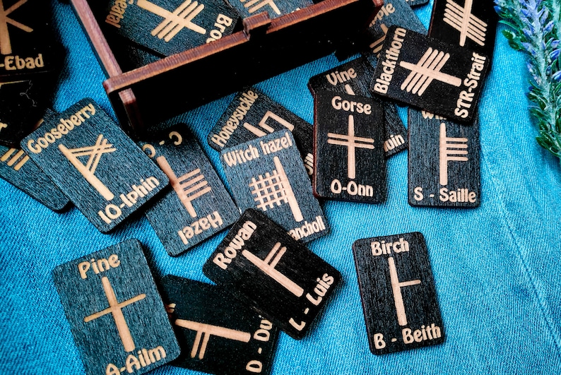 Ogham Inscriptions Runes 25 Ogham Runes With Box, Ogham Stave Set, Ancient Irish Alphabet ...