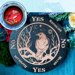Crow Pendulum Board Box, witchcraft Altar Tile, Divination Tool, Jewelry Box, Witch Tool, Wooden Box, altar decoration